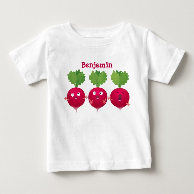 Cute radishes singing trio cartoon vegetables baby T-Shirt (Front)