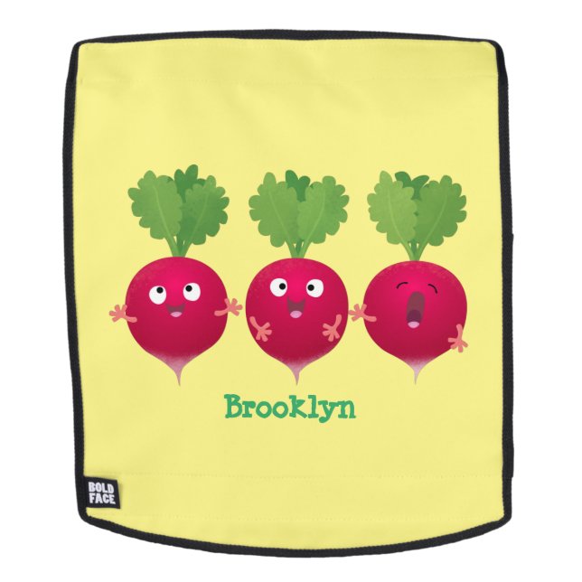 Cute radishes singing trio cartoon vegetables backpack (Removable Face)