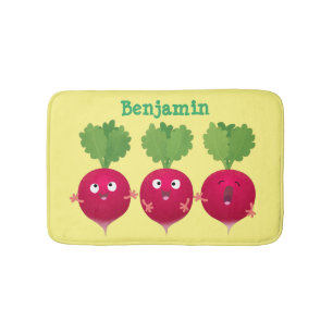 Cute radishes singing trio cartoon vegetables bath mat