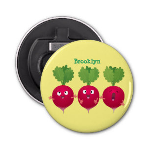 Cute radishes singing trio cartoon vegetables bottle opener