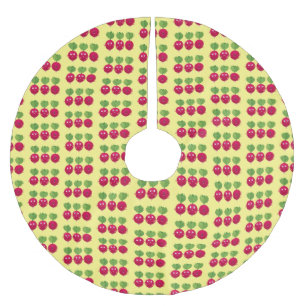 Cute radishes singing trio cartoon vegetables brushed polyester tree skirt