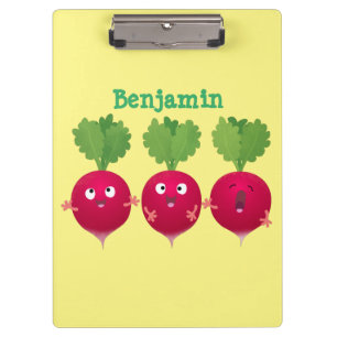 Cute radishes singing trio cartoon vegetables clipboard