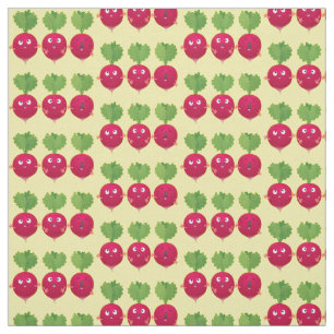 Cute radishes singing trio cartoon vegetables fabric