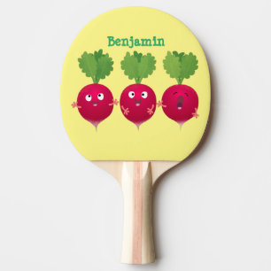 Cute radishes singing trio cartoon vegetables ping pong paddle