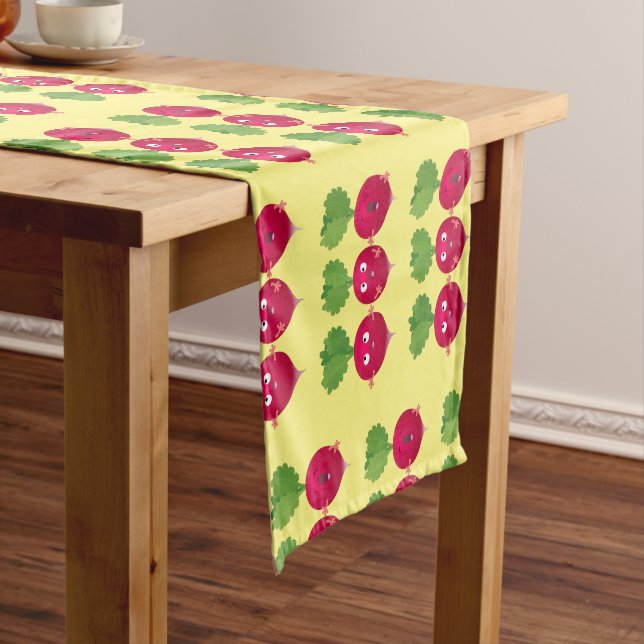 Cute radishes singing trio cartoon vegetables short table runner (In Situ)