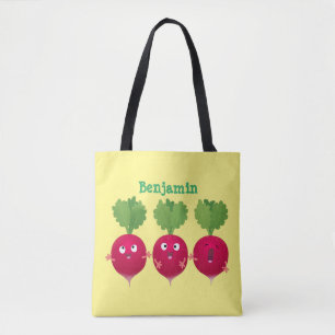 Cute radishes singing trio cartoon vegetables tote bag