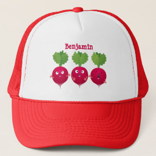 Cute radishes singing trio cartoon vegetables trucker hat
