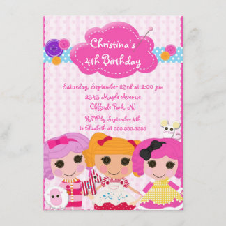 Cute Rag Doll Birthday Party Invitations