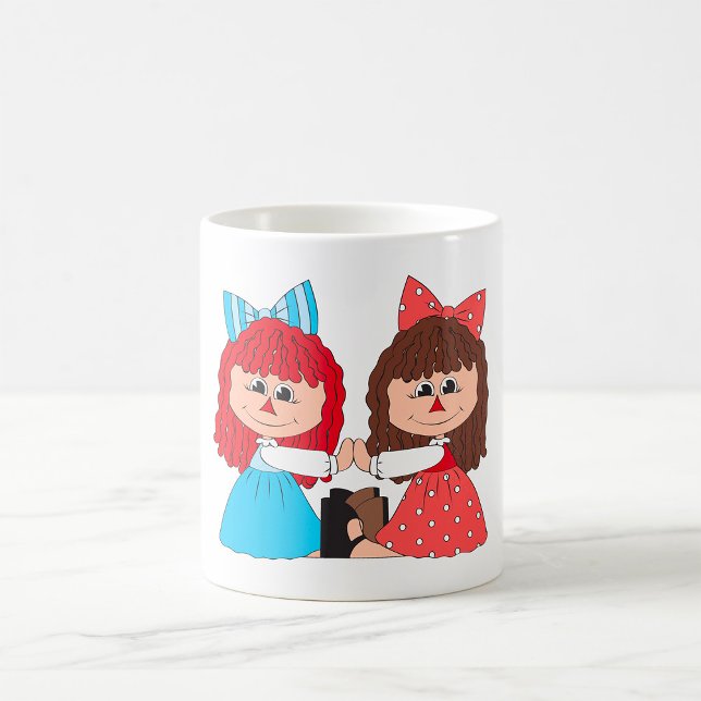 Cute Rag Doll Friends Girls with Bows and Dresses  Coffee Mug (Creator Uploaded)
