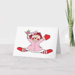 Cute Rag Doll holding a Heart Card