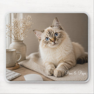 Cute Ragdoll Cat Mouse | Paws & Pages Pad
