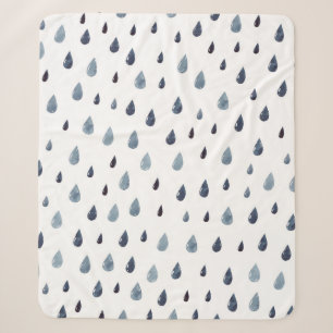 Cute rain. Watercolor seamless pattern. Indigo rai Sherpa Blanket