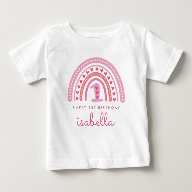 Cute Rainbow 1st Birthday Girl Shirt Outfit (Front)