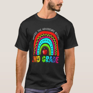 Cute Rainbow 2nd Grade Where The Adventure Begins T-Shirt