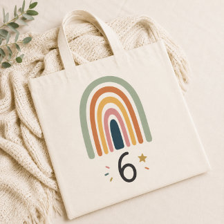 Cute Rainbow 6th Birthday Girl Age 6 Tote Bag