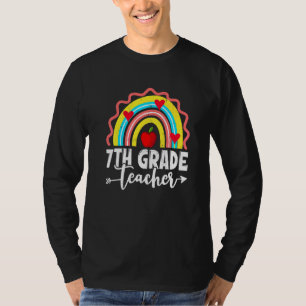 Cute Rainbow 7th Grade Teacher Back To School Boys T-Shirt