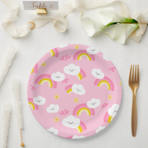 Cute rainbow and clouds Paper Plate