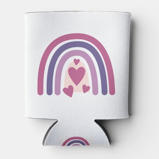 Cute Rainbow And Hearts  Can Cooler (Front)