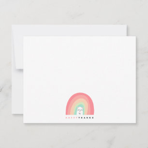Cute Rainbow Animal Critter Happy Thanks Thank You Card