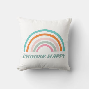 Cute Rainbow Art Happiness Inspirational Cushion
