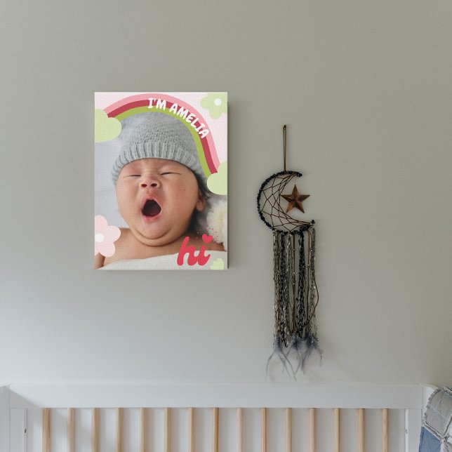Cute Rainbow Baby Photo Nursery Decor Canvas (Rainbow Newborn Photo Baby Nursery Decor Canvas)