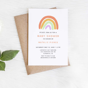 Cute Rainbow Baby Shower Elegant Simple Peach Invitation