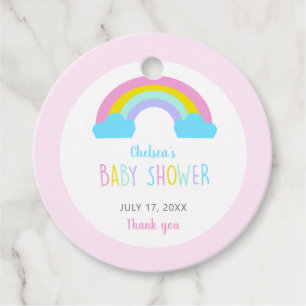 Cute Rainbow Baby Shower Fun Bright Pastel Colours Favour Tags