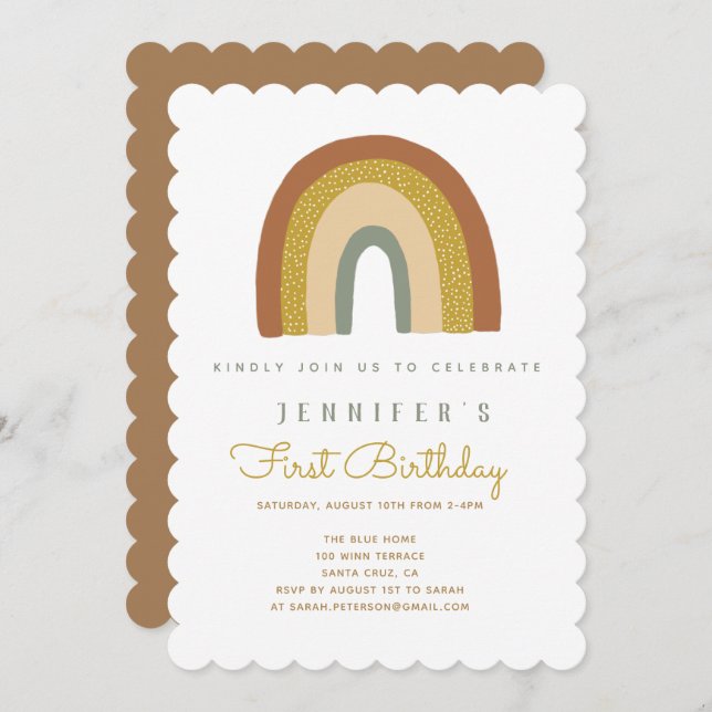 Cute Rainbow Baby Shower Invitation (Front/Back)