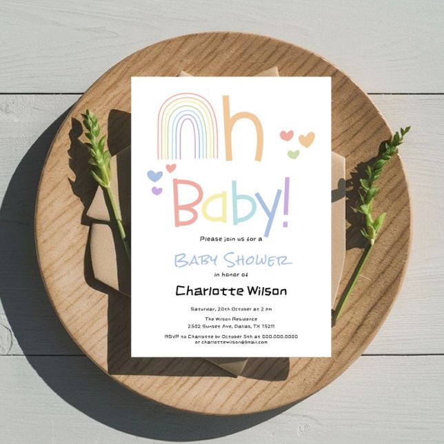 Cute Rainbow Baby Shower Invitation (Creator Uploaded)