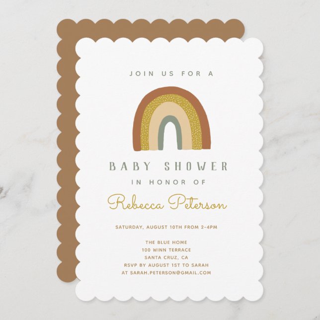Cute Rainbow Baby Shower Invitation (Front/Back)