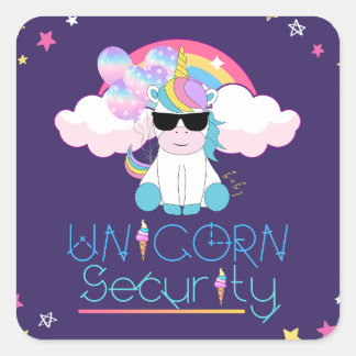 Cute Rainbow Baby Unicorn Security T-Shirt Napkin Square Sticker