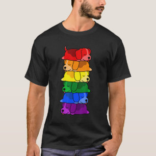 Cute Rainbow Beagle Gay Pride Lgbt Puppy   T-Shirt