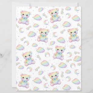 Cute Rainbow Bear and Pastel Clouds