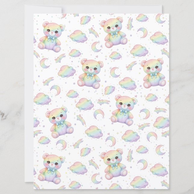 Cute Rainbow Bear and Pastel Clouds  (Front)