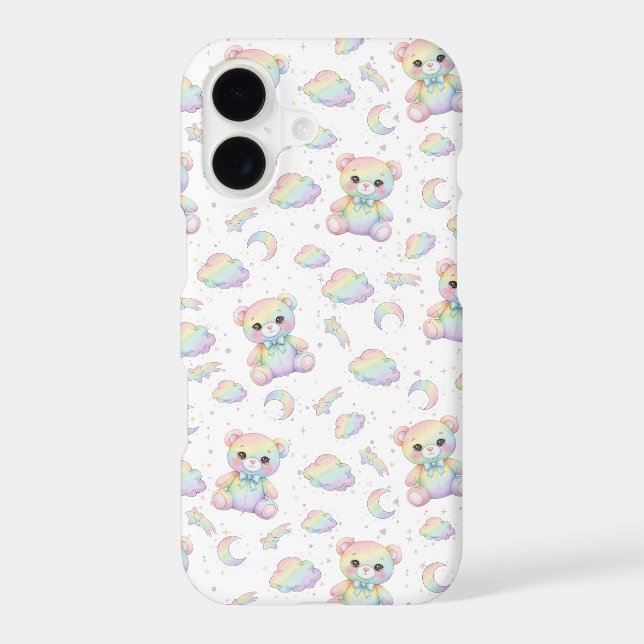Cute Rainbow Bear and Pastel Clouds Pattern (Back)