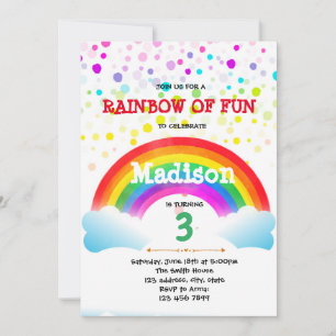 Cute rainbow birthday invitation