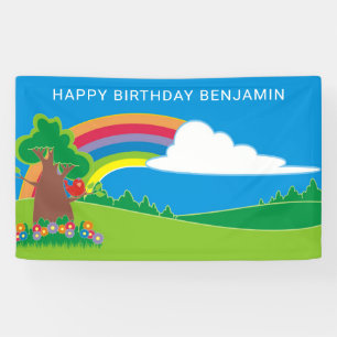 Cute Rainbow Birthday Party Banner