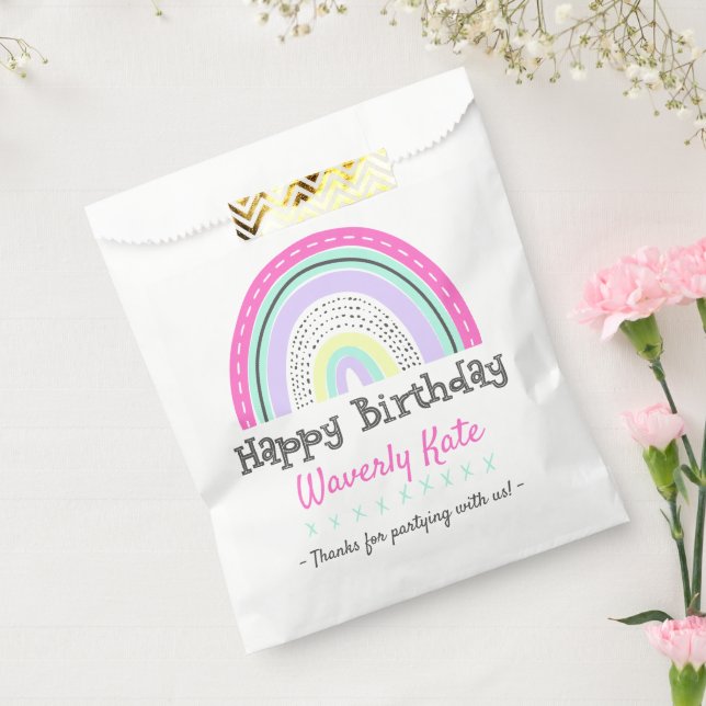 Cute Rainbow Birthday Party With Child's Name Favour Bags (Sealed)