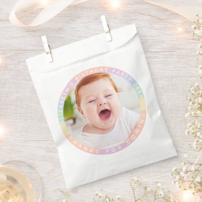 Cute Rainbow Birthday Thanks For Coming Photo Favour Bags (Clipped)