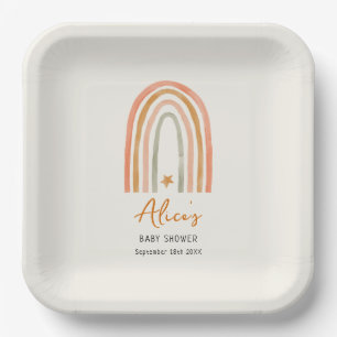 Cute Rainbow Boho Baby Shower Paper Plate