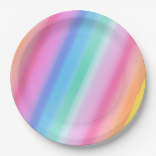 Cute Rainbow Bright and Colourful Birthday Paper Plate
