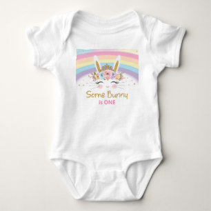 Cute Rainbow Bunny 1st Birthday Party Costume Baby Bodysuit