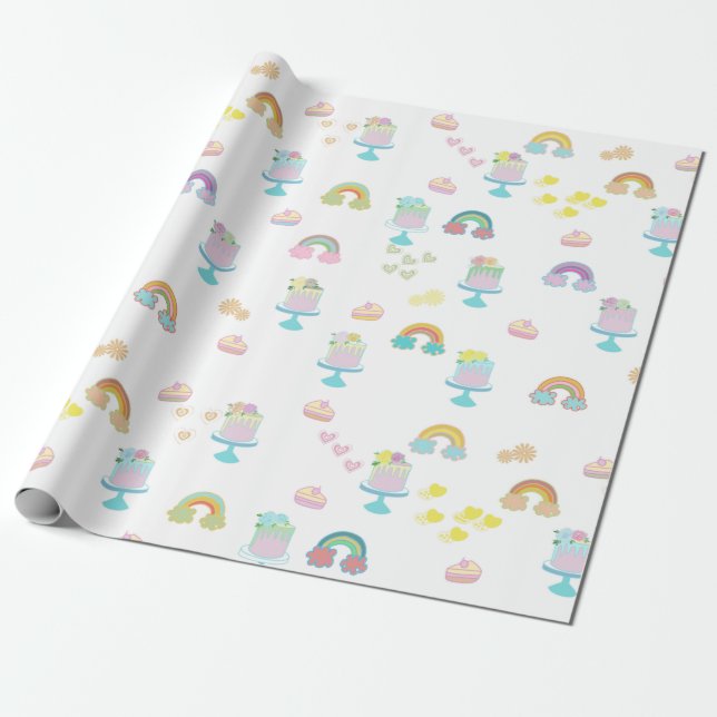 cute rainbow cake wrapping paper (Unrolled)