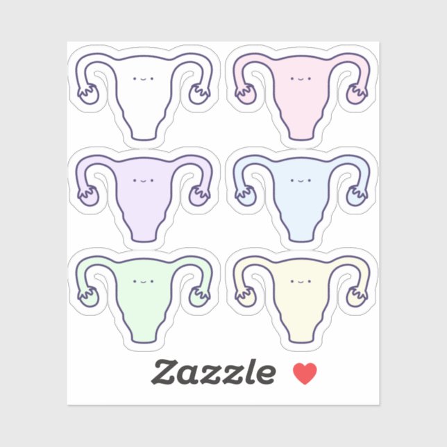 Cute Rainbow Cartoon Ovaries First Period Set (Sheet)
