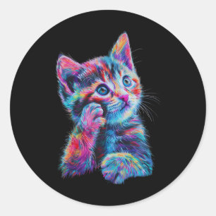 Cute Rainbow Cat For Women's Girls Men Boys - Cat Classic Round Sticker