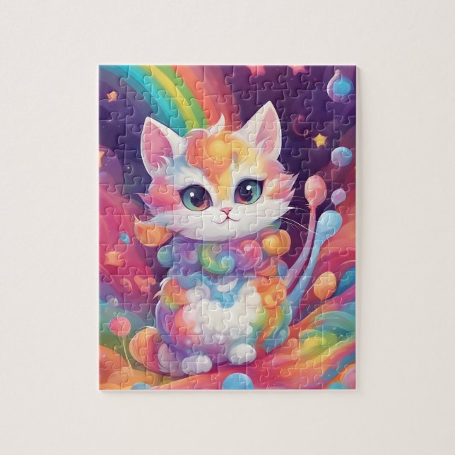Cute Rainbow  Cat Jigsaw Puzzle (Vertical)