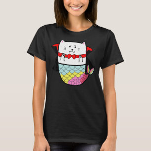 Cute Rainbow Cat Mermaid Halloween Vampire Dracula T-Shirt