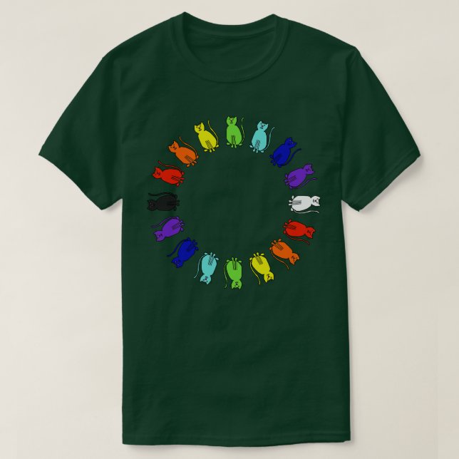 Cute Rainbow Cats Circle T-Shirt (Design Front)