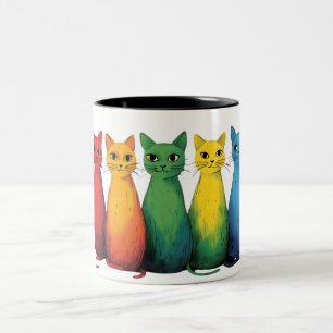Cute Rainbow Cats Two-Tone Coffee Mug