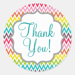 Cute Rainbow Chevron Stripes Classic Round Sticker